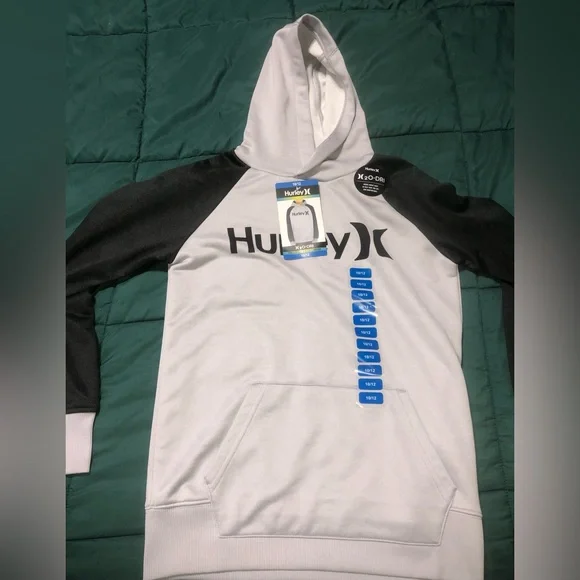 NWT Boy's HURLEY H20-Dri French Terry Solar Hoodie Size 10/12 Gray/Black - Picture 4 of 10